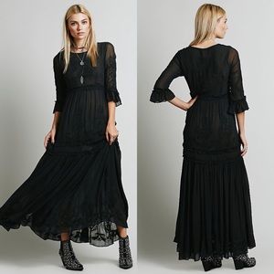 Embroidered Boho Maxi Dress - Black - Size Small - $4.99 Shipping!